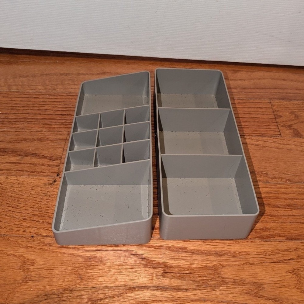Room Essentials Grey Heavy Plastic Make Up Toiletries Caddy Stackable Organizers